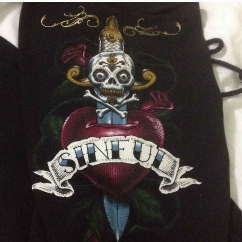 Sinful skulls drawstring pant. Size S. New.